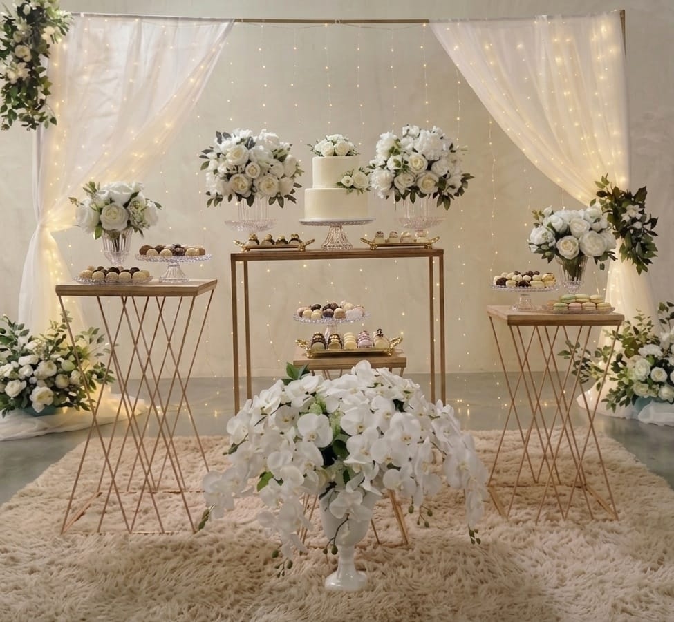 Decoração para Casamento Branco e Verde com LED - W&N Decor Festas